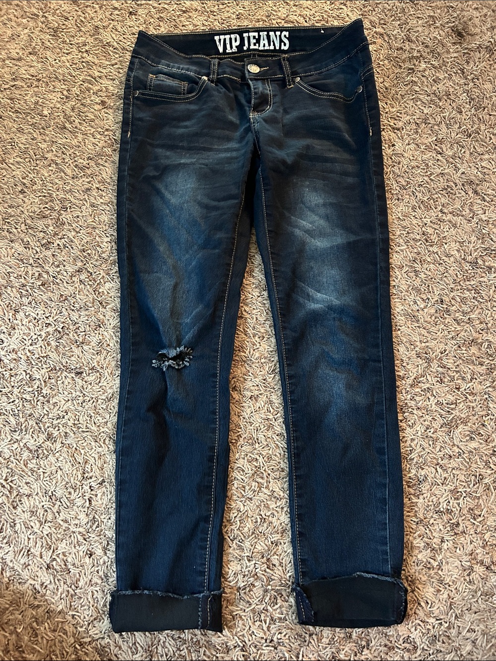 VIP Women’s Dark Blue Boyfriend Jeans with Cuffed Hem